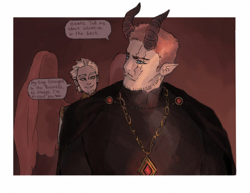 Fantasy AU no one asked for. King Dragon!Enji and his trusted general Griffin!Hawks