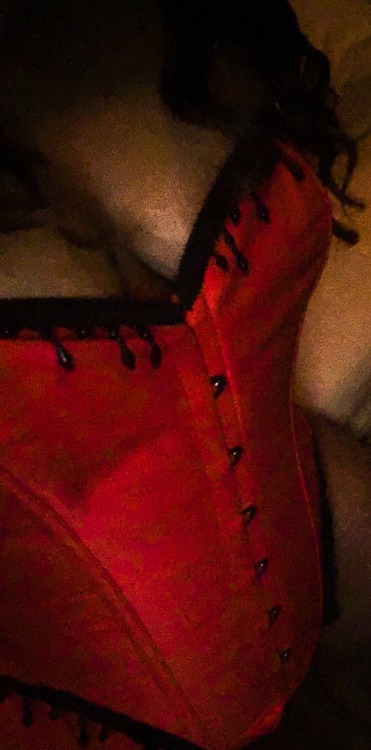 redbottomkitteninheels: My radiant red corset from Corset Story…love getting those laces nice