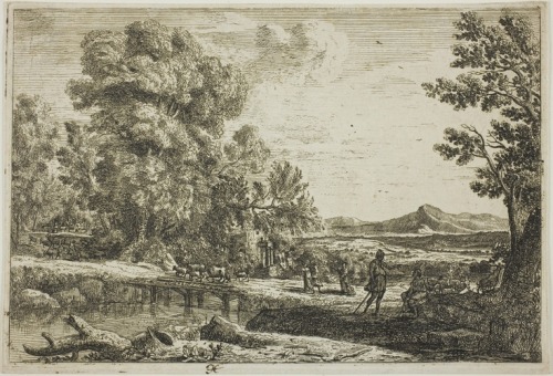 The Wooden Bridge (Rebecca and Eliezer), Claude Lorrain, 1638, Art Institute of Chicago: Prints and 