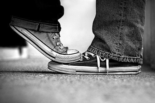 adriftinboston:  blossomsoneandonly:  adriftinboston:  I have to do tip toes, otherwise I wouldn’t even be able to kiss his shoulders.  I like when you hop like a bunny to try to kiss me  I gots to Daddy. You’re too tall!  But Daddy might like the