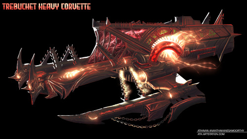 IMMORTAL BATTLESHIP and TREBUCHET HEAVY CORVETTEDOOM inspired spaceships. Commission work.