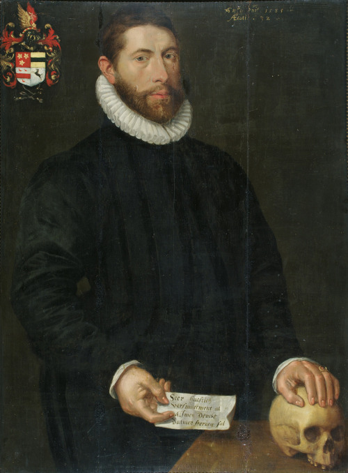 history-of-fashion:1585 Attr. to Adriaen Thomasz.   Key - Portrait of a gentleman  (Museum of Fine Arts, Tournai)  