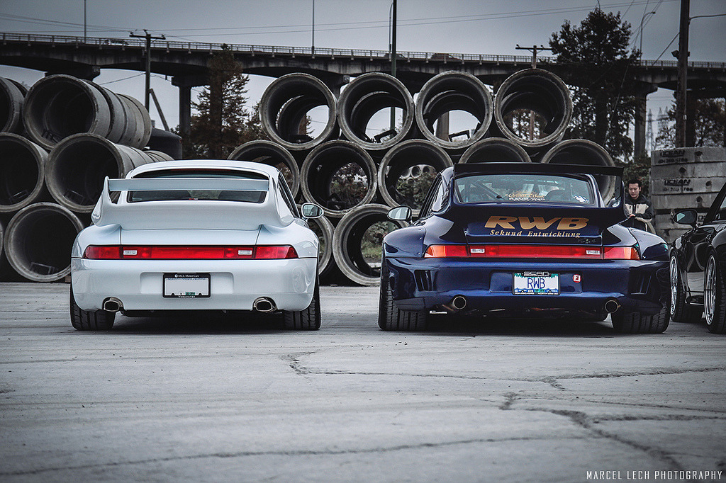 automotivated:  993 stock body vs. RWB (by Marcel Lech) 