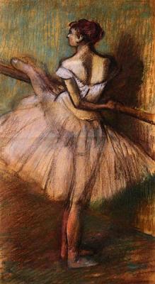 edgardegas-art:   Dancer at the Barre  1888   Edgar Degas   