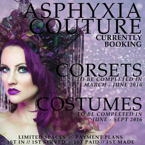 // Email ivy@asphyxiacouture.com to receive the info pack or secure a booking // Limited spaces avai