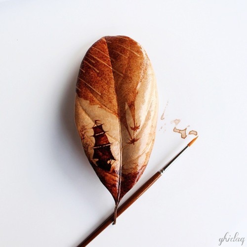 awesome-picz:    Coffee Leaf Paintings Created With Morning Coffee Leftovers by artist Ghidaq al-Niza