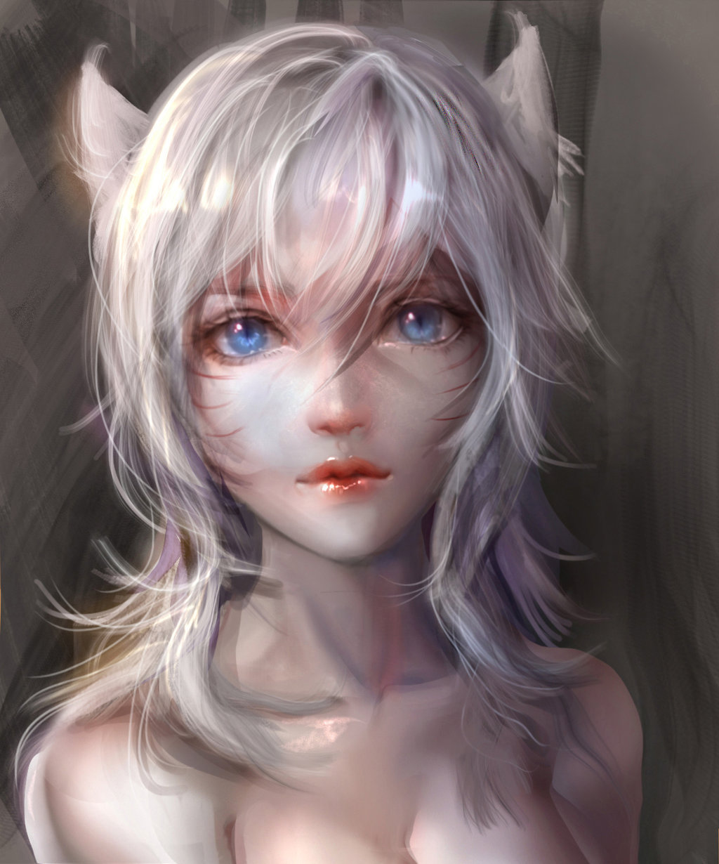 :: Snowfox Ahri Portrait :: by Sangrde 