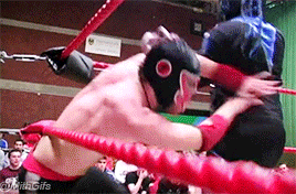 mithen-gifs-wrestling:Super Dragon provides some fanservice in London, PWG 2007.
