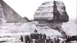 historical-nonfiction:  These are not just any old-timey visitors to the Great Sphinx. This is from 1864, when a group of Japanese emissaries went on a diplomatic mission to Europe. And they just stopped by the Sphinx and posed in full samurai regalia.