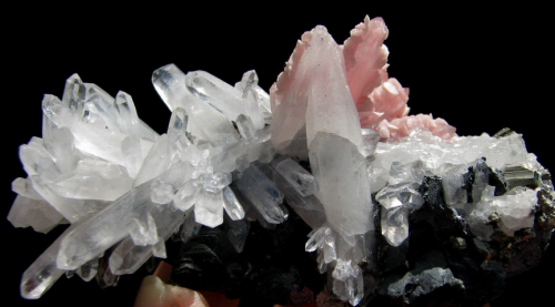 Rhodochrosite and Quartz - Guanxi, China