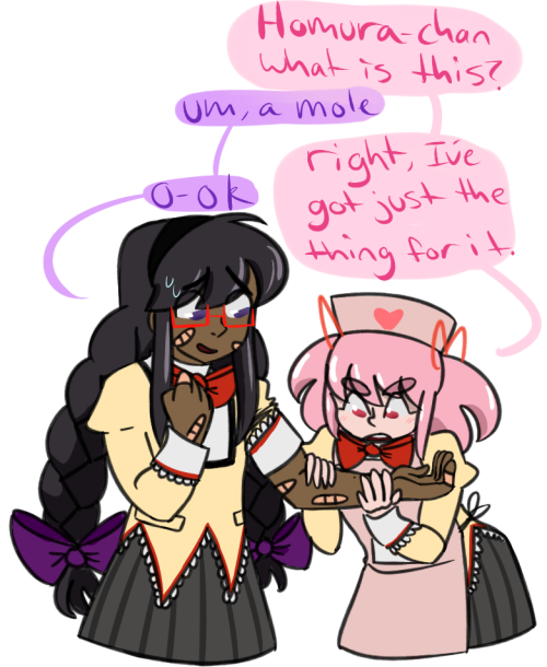 homurat:  madoka kept sticking bandages on homura like every 5 minutes and whenever homura questioned her she would just say “trust me im the nurse assistant” and by the end of the day homura had 24 bandages 