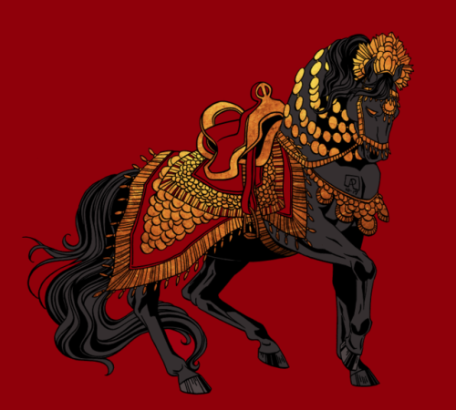 sharkdraws:A king among horses.Based on traditional Marwari tack.