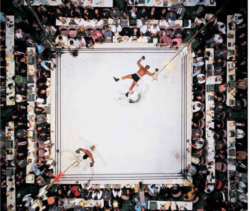 saolas:   Aerial Shot of Muhammed Ali after knocking out Cleveland Williams in 1966.  