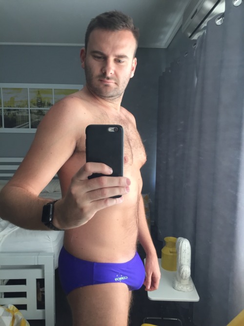 greenspeedos:  nev82l:  Love how hot these purple Corka swimwear look and feel   purple works for him