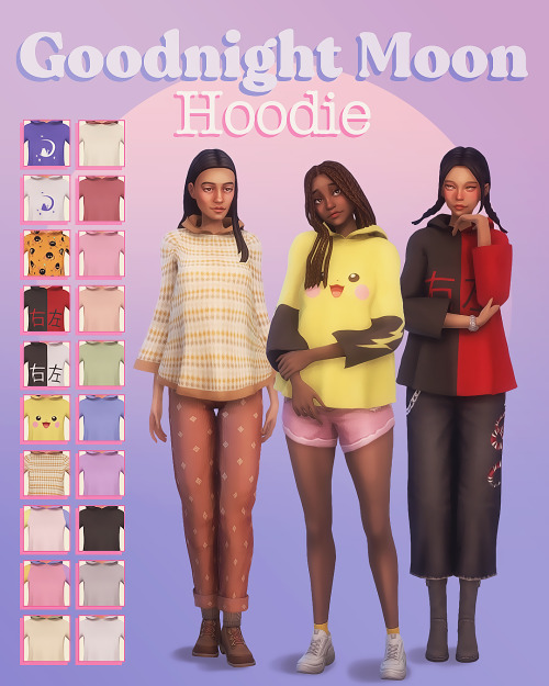 Goodnight Moon HoodieA kawaii &amp; pastels &amp; Halloween-inspired hoodie for The Sims 4 (