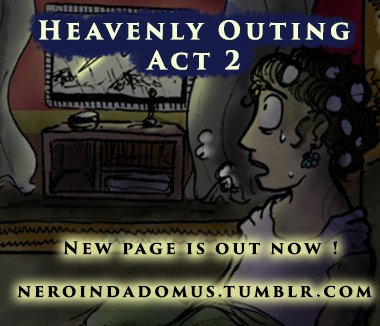 I would like to promote the webcomic Nero in da Domus, which has just ended its hiatus and started t