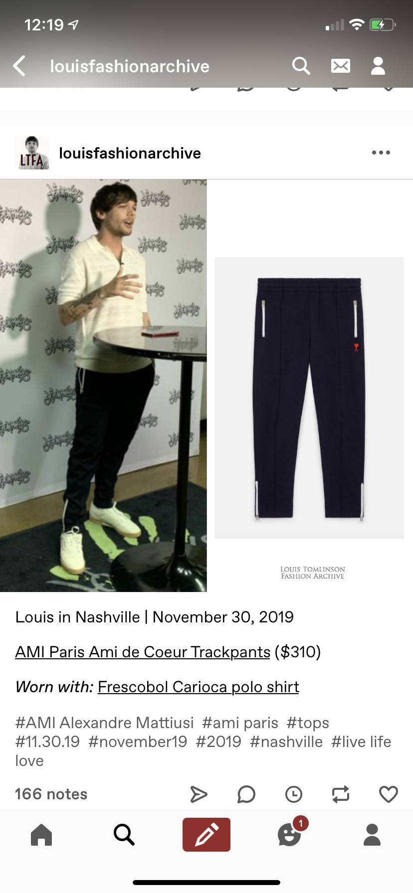 Louis Tomlinson Fashion Archive on X: 10/25/19  Louis wore an AMI  Logo-intarsia cotton-blend sweater ($406) in New York.    / X