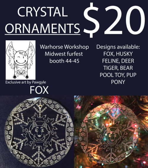 Crystal ornaments sold at Warhorse Workshop at Midwest Furfest 2018, booth 44-45! $20 each.These orn