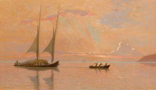 amare-habeo:François Bocion (Swiss, 1828-1890) Evening atmosphere on Lake Geneva, 1888 Oil on canvas