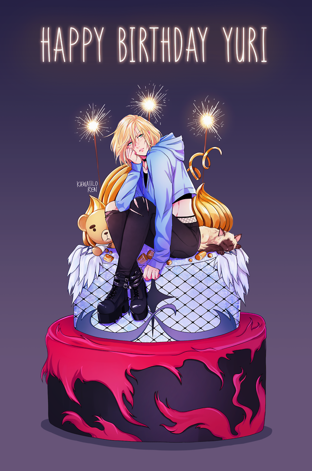 Happy Birthday Yuri, the best angry blonde who ever kicked in a door #yuri plisetsky #yuri on ice #yoi #happy birthday yuri #otayuri#my stuff #lets see if tumblr flags this eh