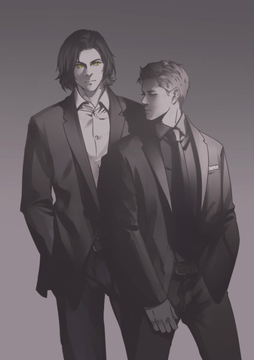 fallenfar:Utterly gorgeous Sam and Dean art by the ever talented Lasakura! &lt;33