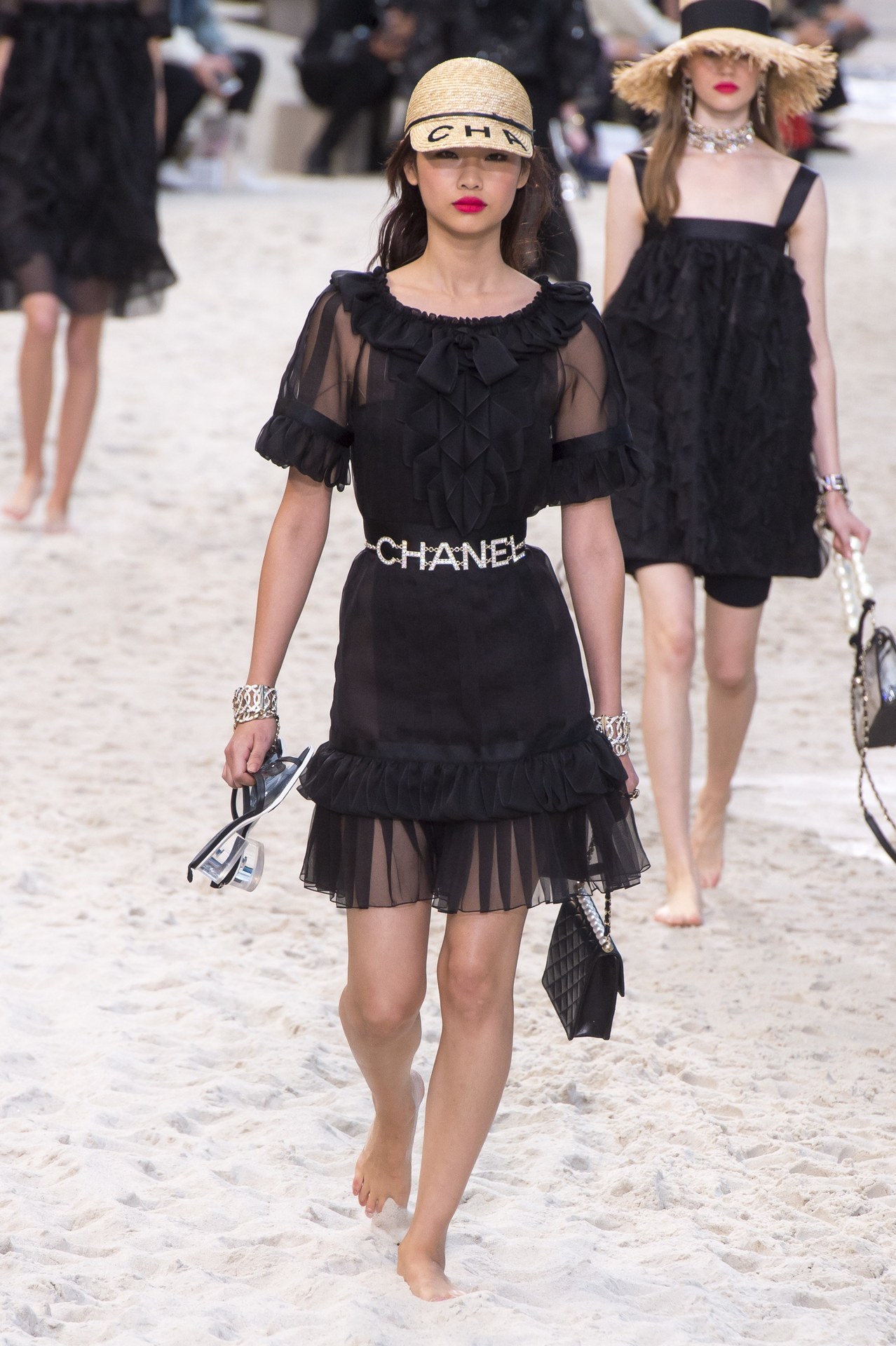 Model Hoyeon Jung walks on the runway during the Chanel Fashion