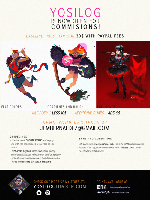  I am now officially open for commissions! please feel free to send me an email if you have any ques