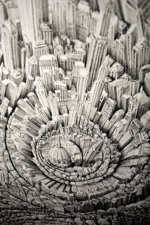 itscolossal:New Infinitely Detailed Pen & Ink Cityscapes by Ben Sack