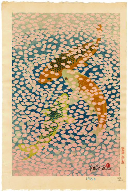 geritsel:Shiro Kasamatsu - Waves of Petals, (freshly fallen cherry blossoms floating in a pond, with