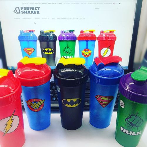 Im so IN LOVE with my new @perfectshaker Superhero Shaker Cups!  These are so ME!  Follow  @perfectshaker  @perfectshaker  @perfectshaker  @perfectshaker  #gym #lift #perfectshaker #comics #flash #wonderwoman #superman #hulk #batmam #protein #proteinshake