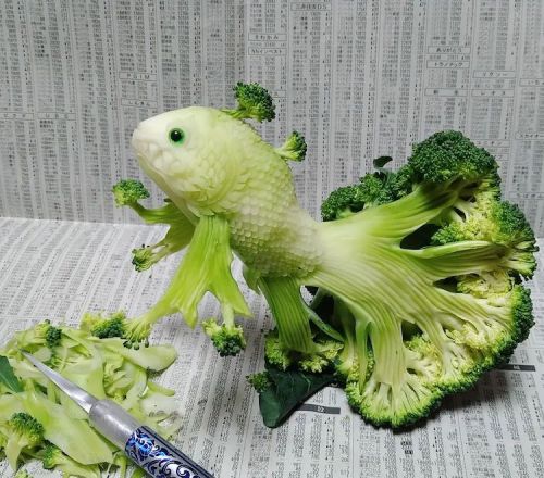 thekimonogallery: Japanese food carving artist Gaku creates incredible artworks from fruits and vege