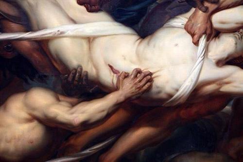 deathandmysticism:Antoine Wiertz, Detail of Greeks and Trojans fighting over the body of Patroclus, 