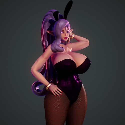 therealfunk:  endlessillusionx: Character Based off @therealfunk Vanessa OC  Rig Demo MixTape Gfycat  Patreon    Holy smokes she’s amazing!! Those curves are INTENSE. I really love the fishnet hose and how you handled the hair! The colo the of bunnysuit