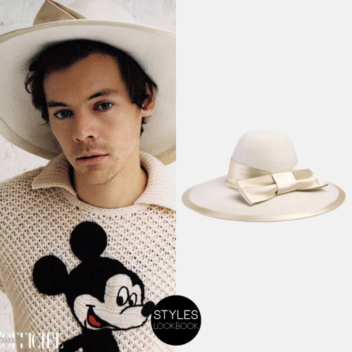 styleslookbook:On the cover of L’Officiel Hommes, Harry is a wearing a Gucci felt hat with satin rib