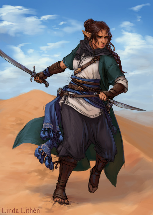 darantha:A desert elf warrior for this week’s Patreon sketch poll prompt :)