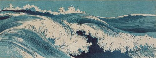 iamjapanese: UEHARA Konen（上原古年 Japanese, 1878-1940） Waves   波濤図  1900-1920  woodcut print    via