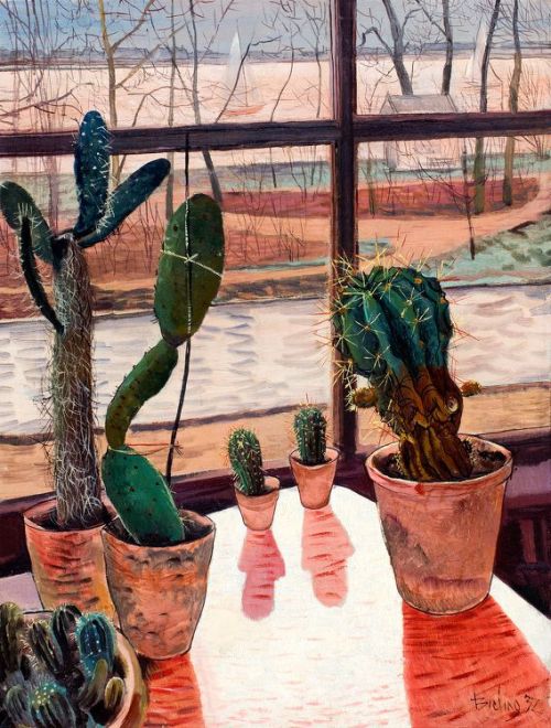 cactus-in-art:Herman Bieling (Dutch, 1887-1964)Cactuses in the window