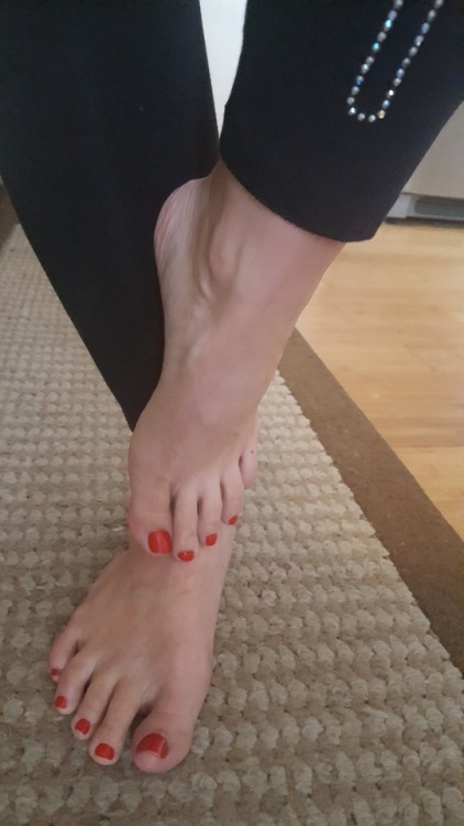 my pretty wifes beautiful candid feet making breakfast this morning. please comment