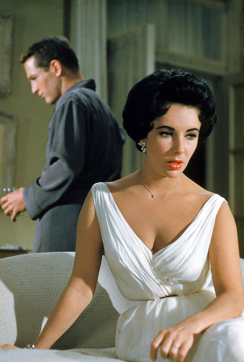 wehadfacesthen: Elizabeth Taylor and Paul Newman in Cat on a Hot Tin Roof (Richard Brooks, 1958)