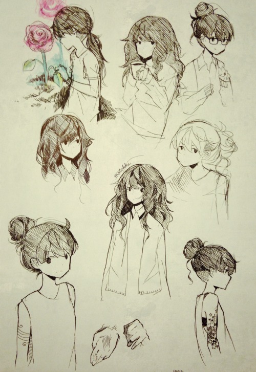 tootokki:  Girlie I’ve been drawin plus Mirai in the corner Actually I think she’s influenced by top-left girl here