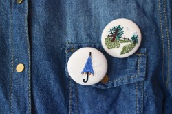 eggplahnt:  uh YES who doesn’t love cute umbrellas and cute stitched pins (etsy) 