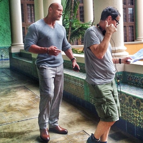 ortonspropertyblog:the rock on the set of his new film