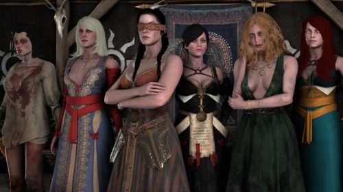 The Lodge of Sorceresses from the Witcher 3: Wild Hunt.Download: https://sfmlab.com/item/1314/Philippa  Elihart, Keira Metz, Sheala de Tancarville, Fringilla Vigo, Margarita  Laux-Antille and Ida Emean aep Sivney. All models with eyes have eye  posing