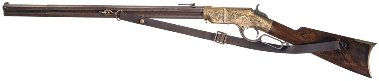 peashooter85:  Factory engraved New Haven Arms Henry lever action rifle, circa 1860′s.Estimated