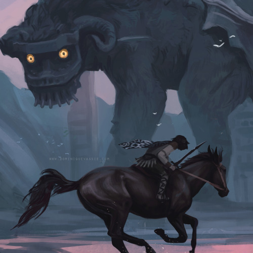 Hello! This is the preview of a piece I recently completed for the Shadow of the Colossus art zine &