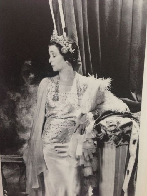 The Marchioness of Anglesey, wearing a diamond and pearl floral tiara &lsquo;halo-style&rsquo;;photo