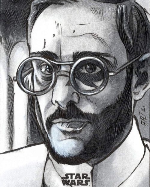 #BlackandWhite #AP #sketchcard commission of #DrPershing from #TheMandalorian! #nonsporttradingcards