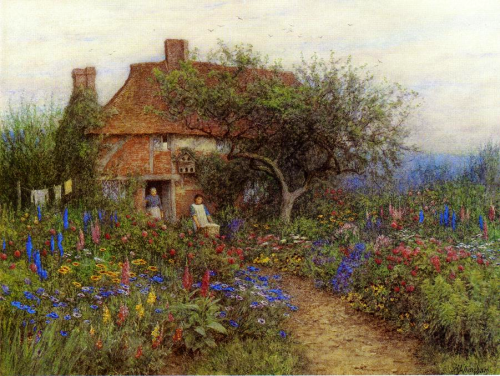 summerlilac:A Cottage near Brook, Witley, Surrey Helen Allingham