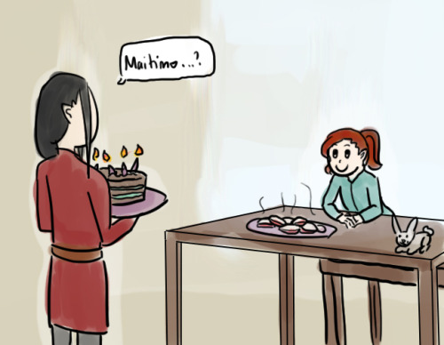 welcometolotr:6/23/13 - Feanor &amp; MaedhrosFeanor baked a cake for Nelyo for his begetting day, an