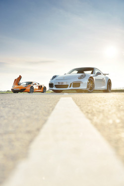 automotivated:  PORSCHE 991 911 GT3 V MCLAREN MP4-12C (by Dean Smith (EVO Magazine staff photographer))